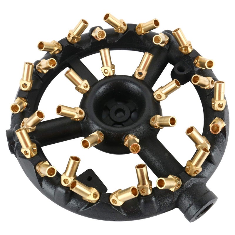 Homend Propane Gas Jet Burner For Chinese Wok Range, Grilling, Stir Fry - Cast Iron Body Round Nozzle Jet Burner with 32 Brass Tips - Up 160,000 BTU (Propane Gas, 32 Tips, 0.5mm Hole) - Image 4